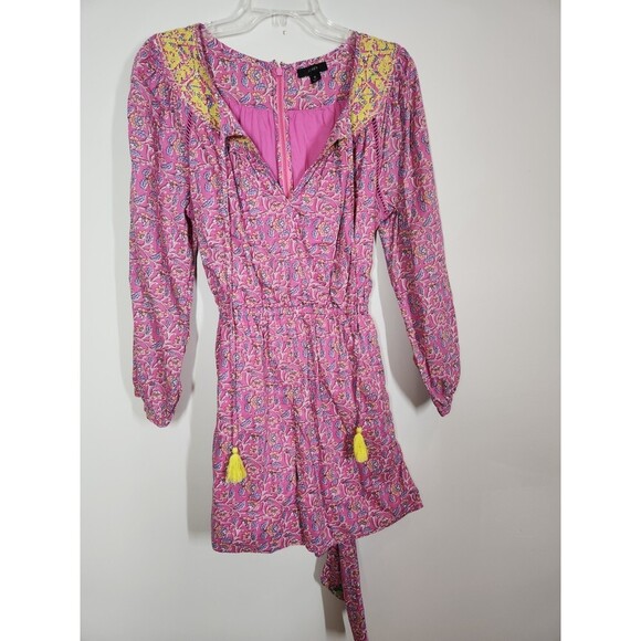 J. Crew Embroidered Romper in Pink Vines Block Print 6 - Picture 2 of 10